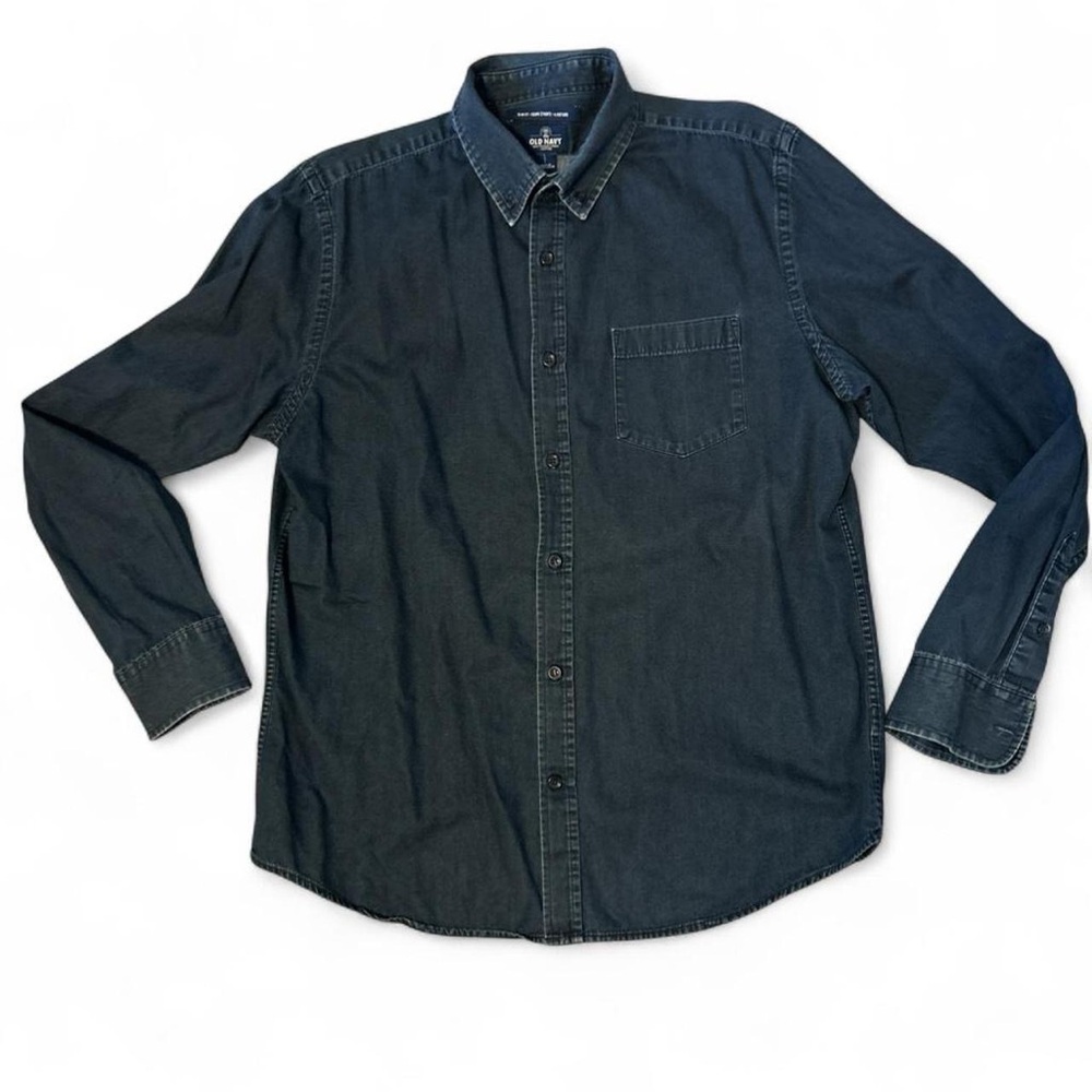Old Navy Men's L Dark Blue Casual Button Down Long Sleeve Shirt Western